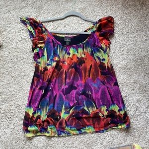 Colorful flowy short sleeve shirt